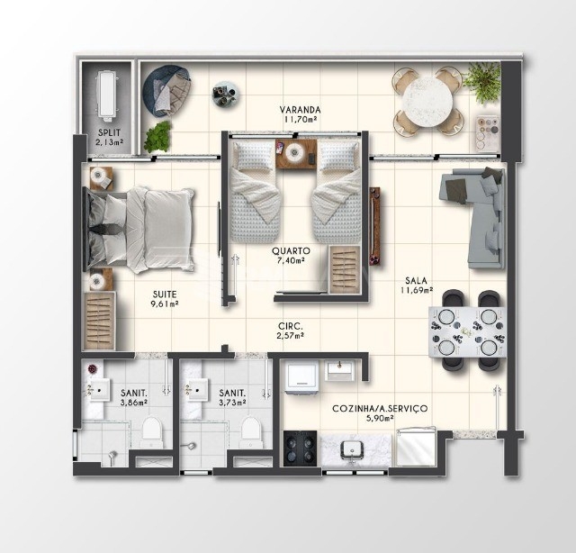 Apartamento à venda com 2 quartos, 57m² - Foto 4