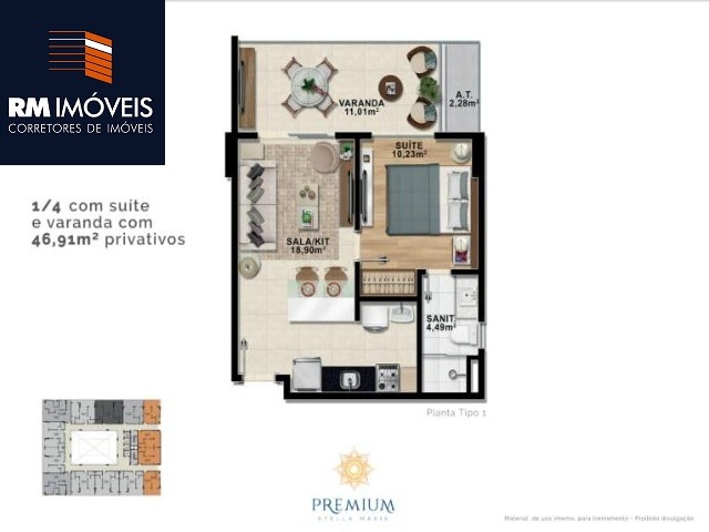 Apartamento à venda com 1 quarto, 46m² - Foto 7